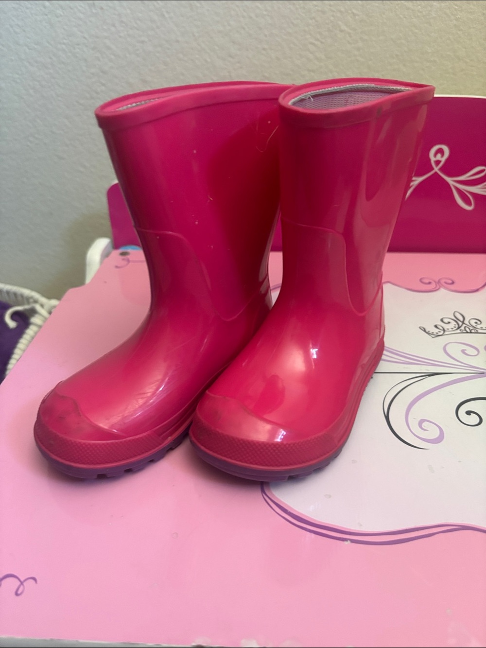 Joules Hot Pink Kids Rain Boots